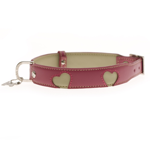 hearts pink dog collar